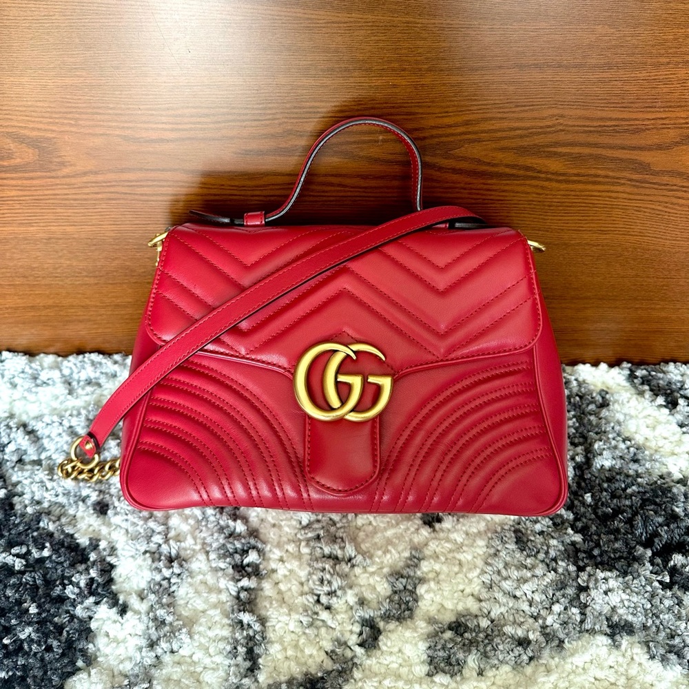 Gucci GG Marmont Small Top Handle Bag [Red]